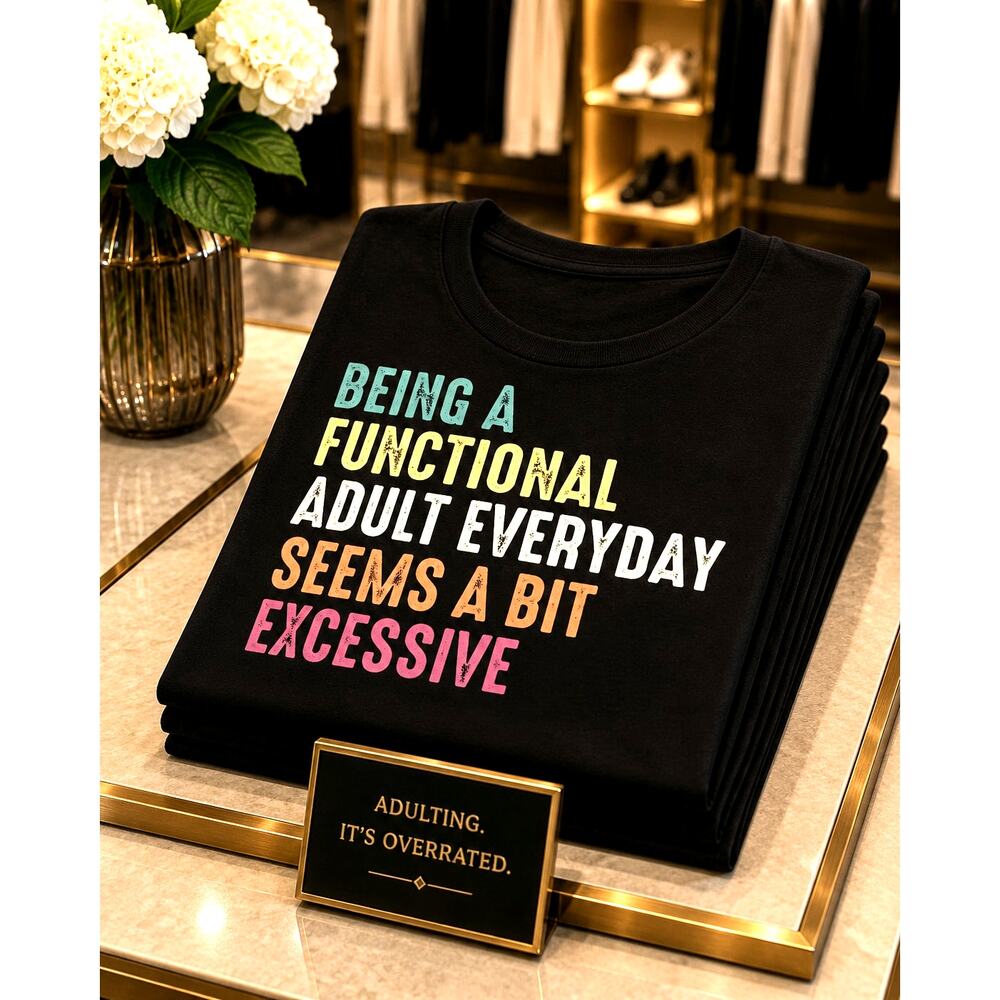 Sarcastic Funny Adulting T Shirt Short Sleeve Crew Neck size 12